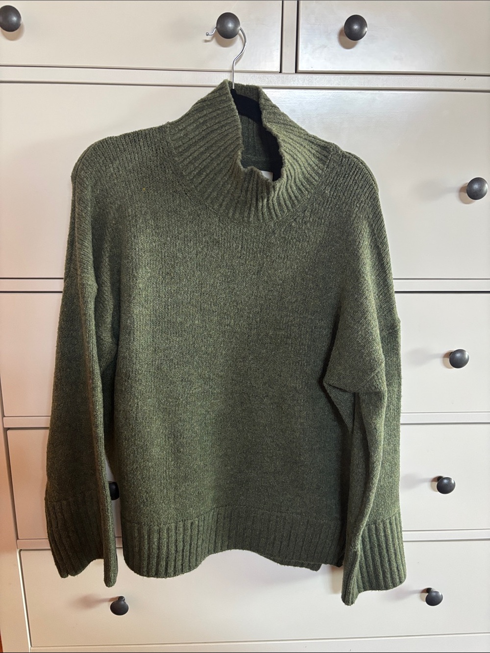 Abercrombie & Fitch Olive Ribbed Turtleneck Sweater